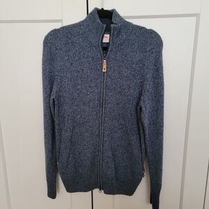 Fjallraven Men's Full-Zip Blue Knit Sweater Jacket
